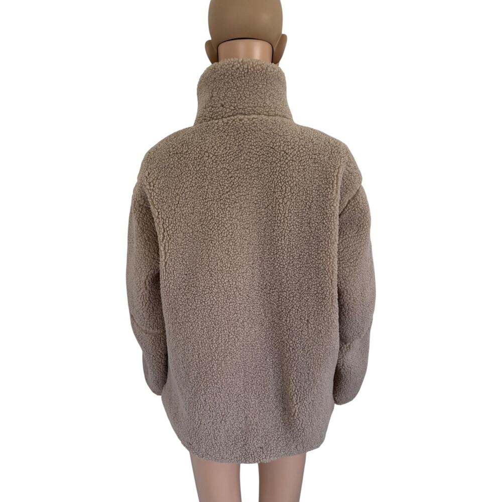 H&M Teddy Fleece Oversized Jacket XS Taupe Full Zip Cozy Sherpa Aprè Ski Cabin - Picture 7 of 9
